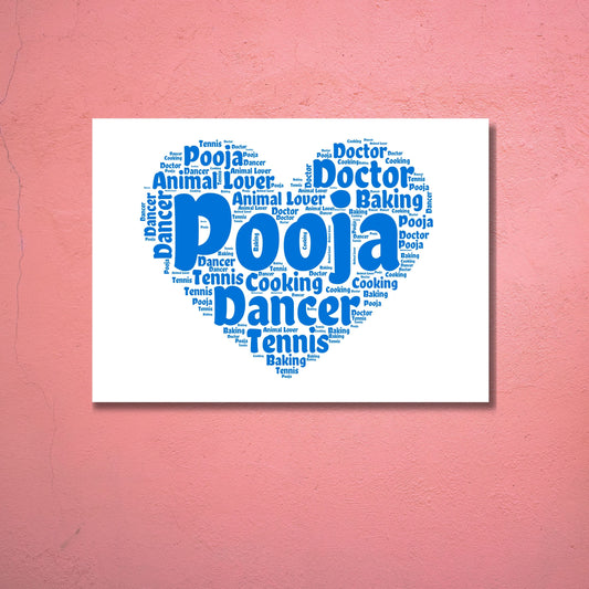 Personalised Heart Shaped Word Cloud Poster - Perfect Gift for Any Occasion!