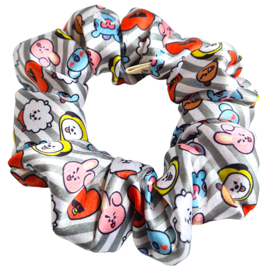 Satin Scrunchie - Kpop BT21 BTS Mix of RJ, Chimmy, Cooky, Tata, Koya, Shooky, Mang