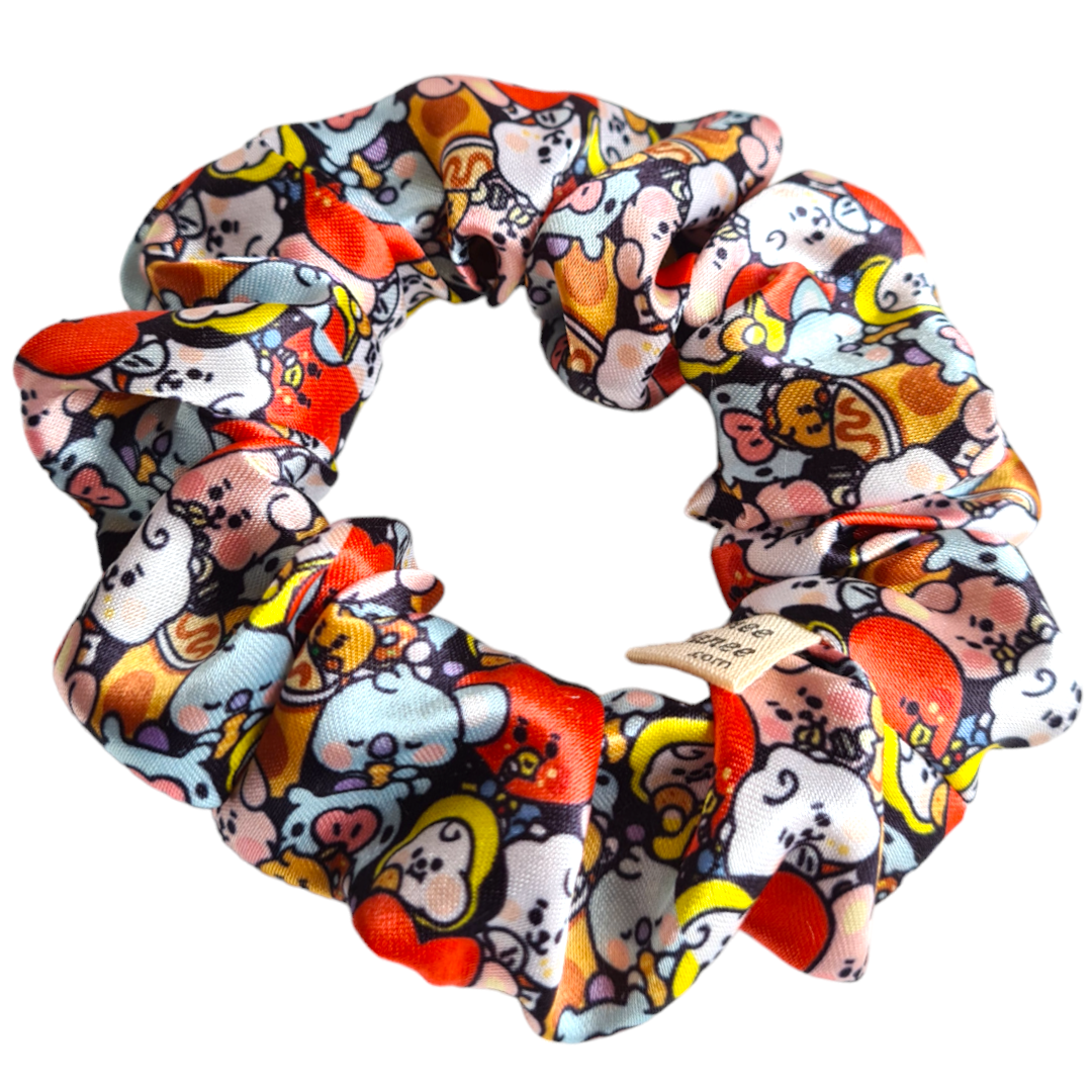 Satin Scrunchie - Kpop BT21 BTS Mix of RJ, Chimmy, Cooky, Tata, Koya, Shooky, Mang