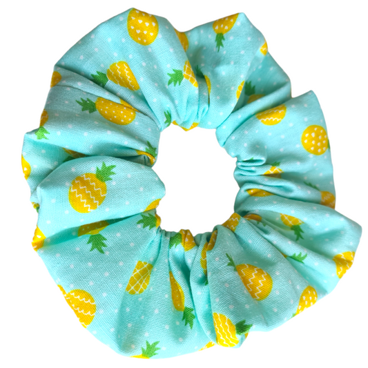 Cotton Scrunchie - Mint Pineapples