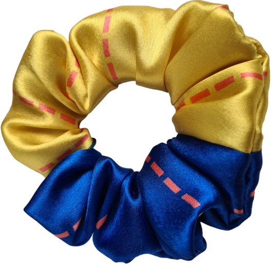 Satin Scrunchie - Yellow Blue