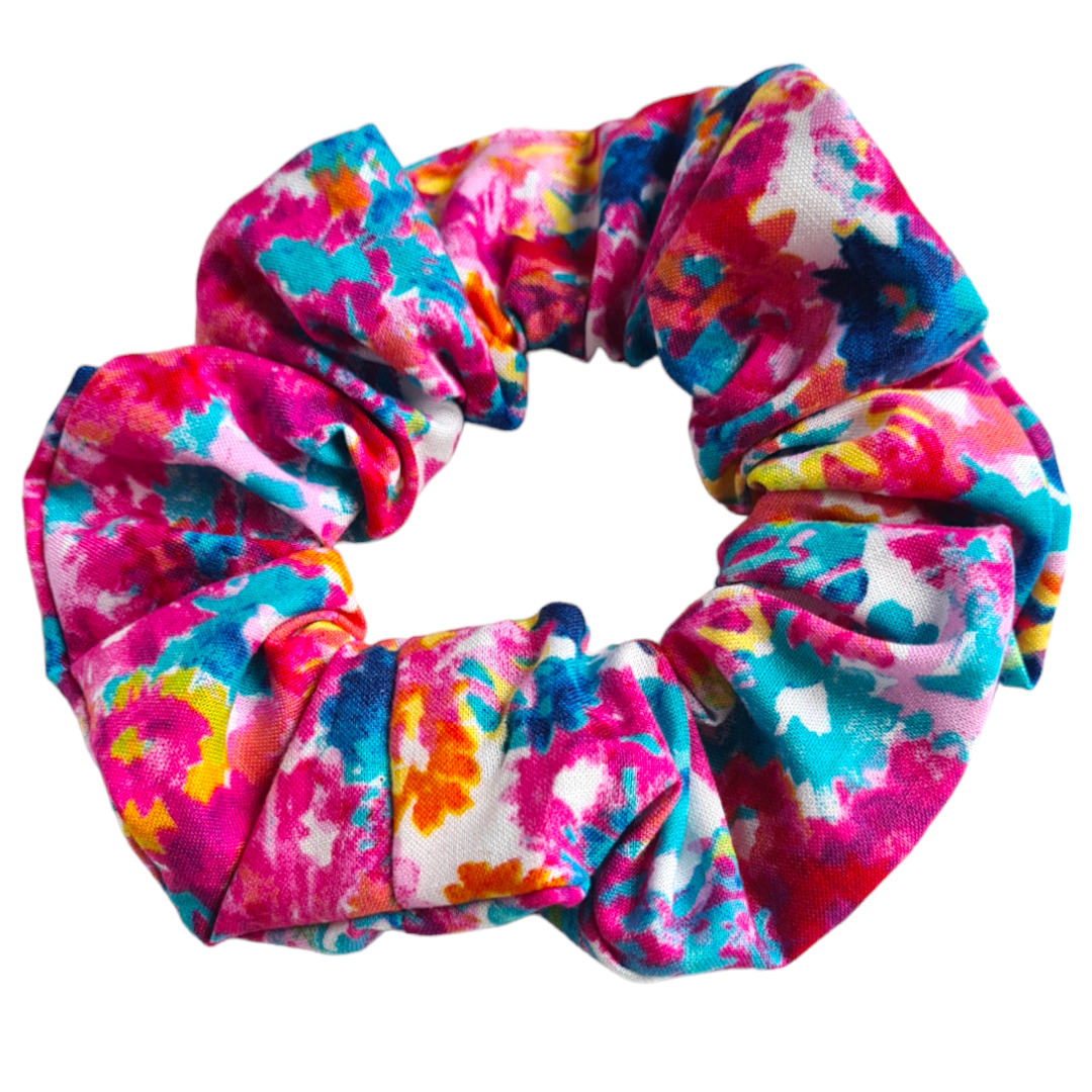 Cotton Scrunchie - Rainbow Floral