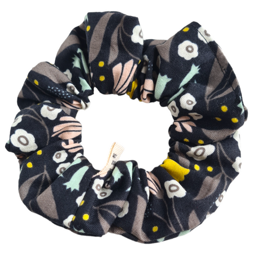 Cotton Scrunchie - Black Floral