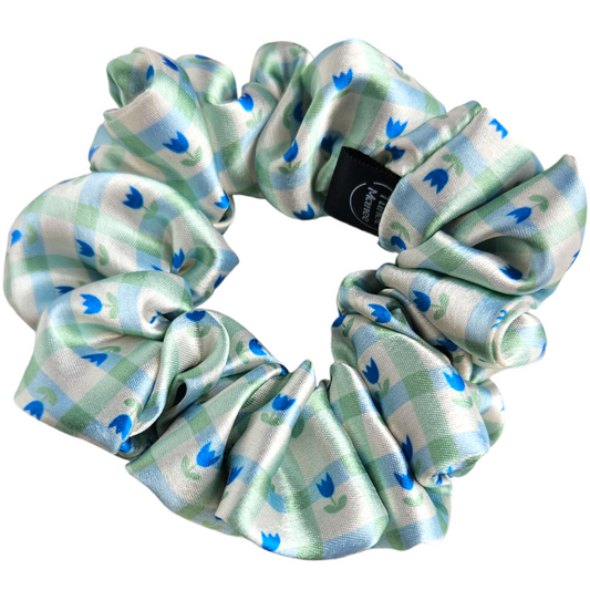 Satin Scrunchie - Tulip Plaid