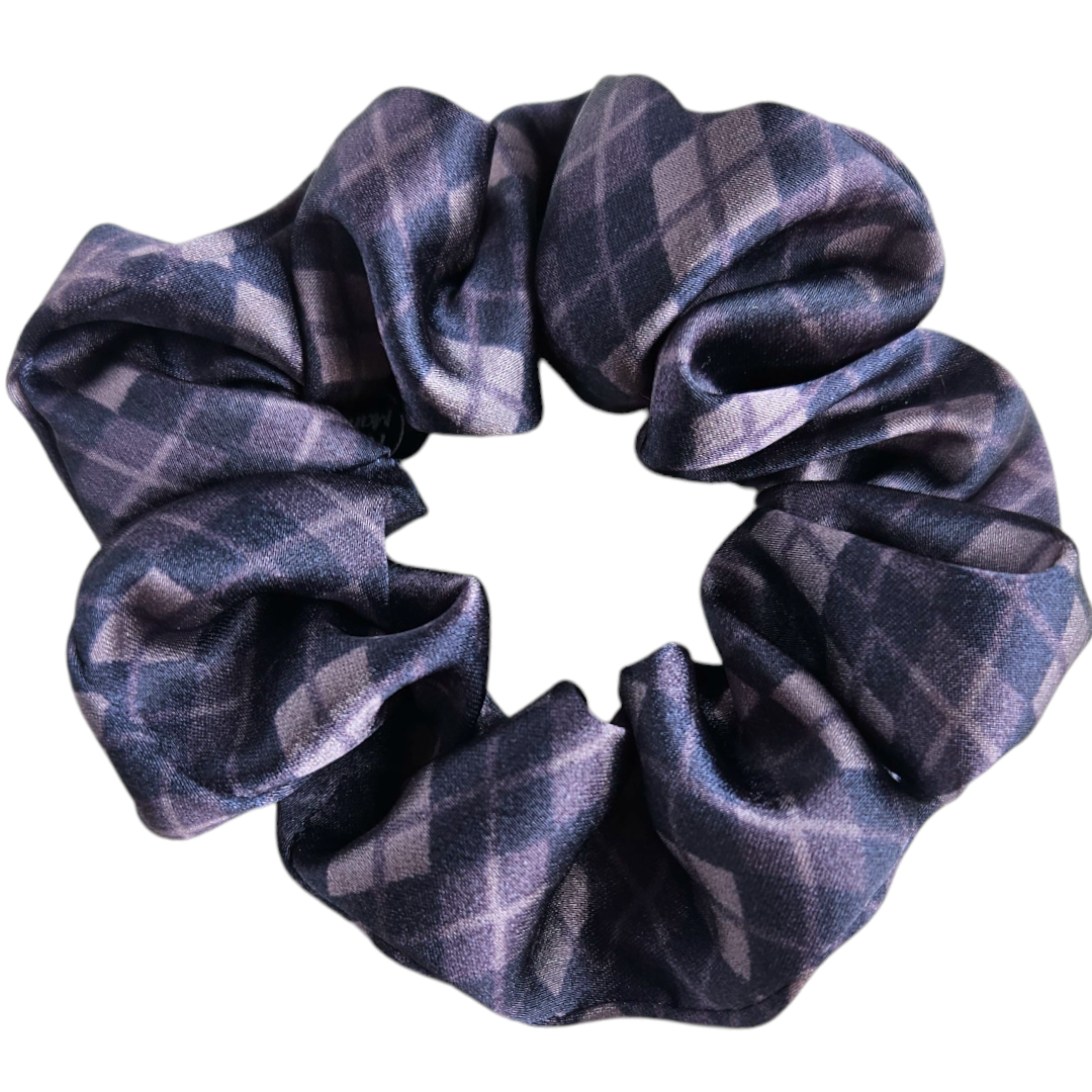 Satin Scrunchie - Dark Plaid