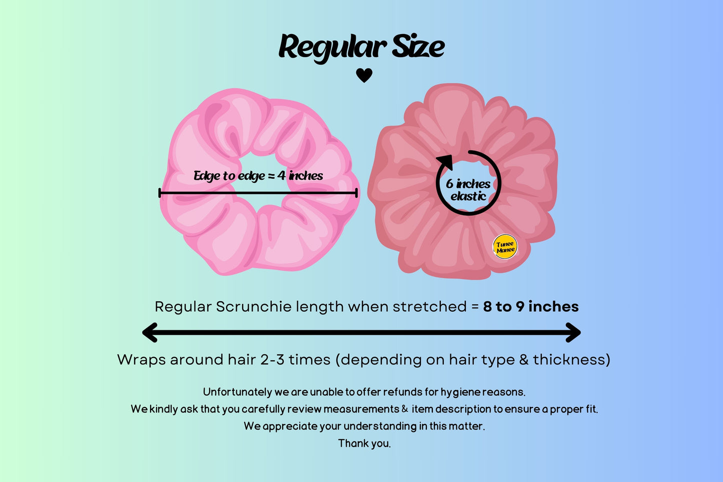 a diagram of a hair scrunch and a regular scrunch