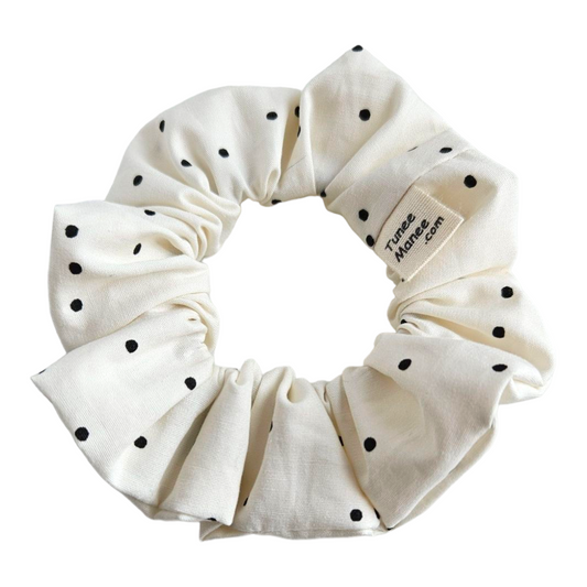 Cotton Scrunchie - Ivory Polka Dot