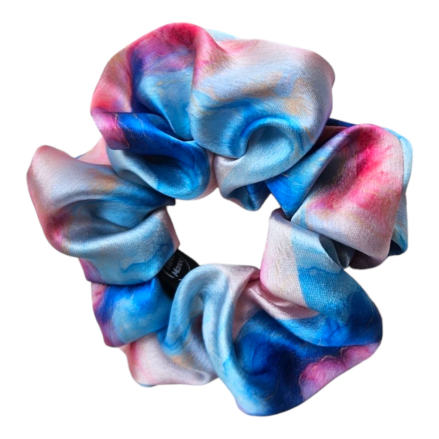 Satin Scrunchie - Pink Blue Marble