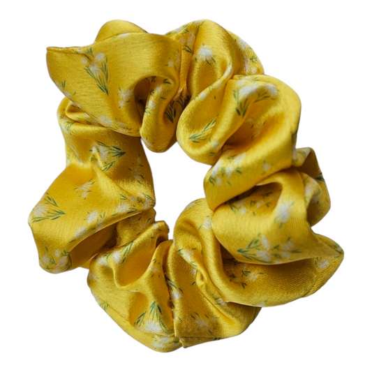 Satin Scrunchie - Yellow Floral