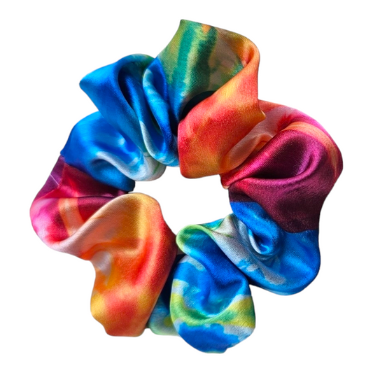 Satin Scrunchie - Rainbow Marble