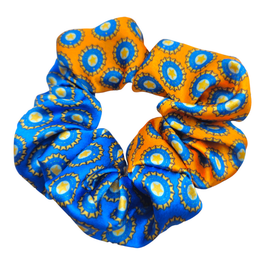 Satin Scrunchie - Indian Cricket - Blue/Orange