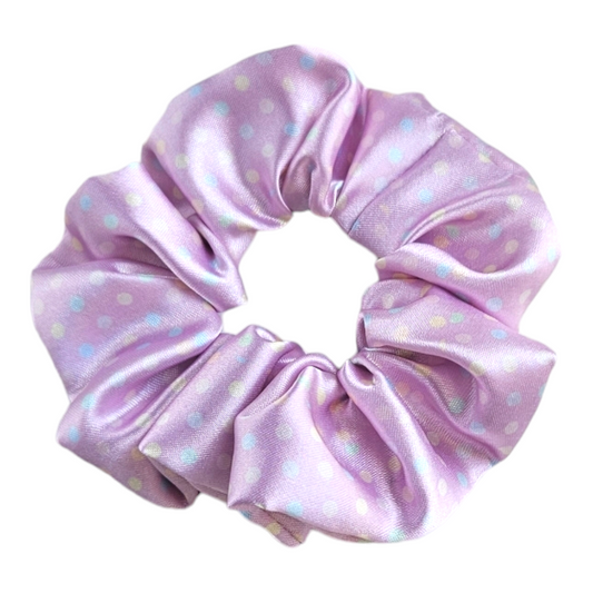 Satin Scrunchie - Pink Pastel Polka Dot