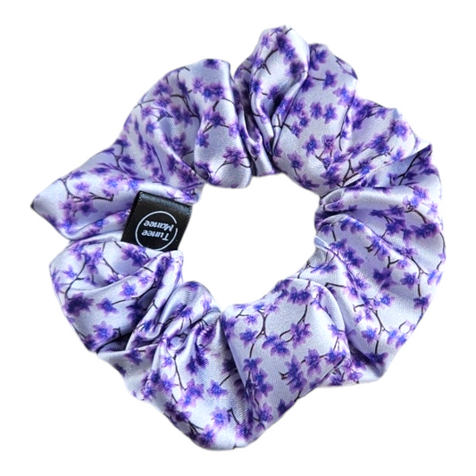 Satin Scrunchie - Floral Purple Mini