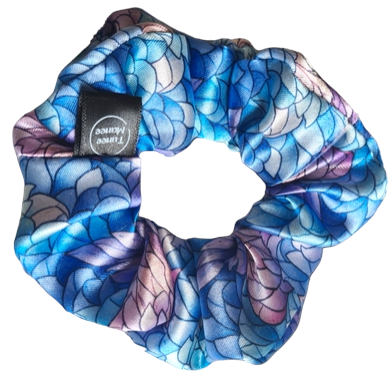 Satin Scrunchie - Blue Stained Glass