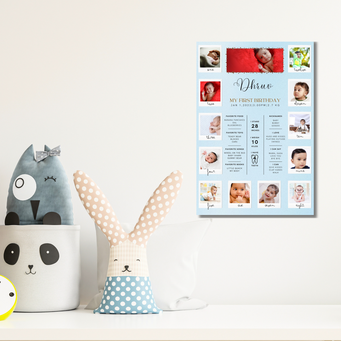 Custom Baby's First Year Memory Board - A4 Laminated