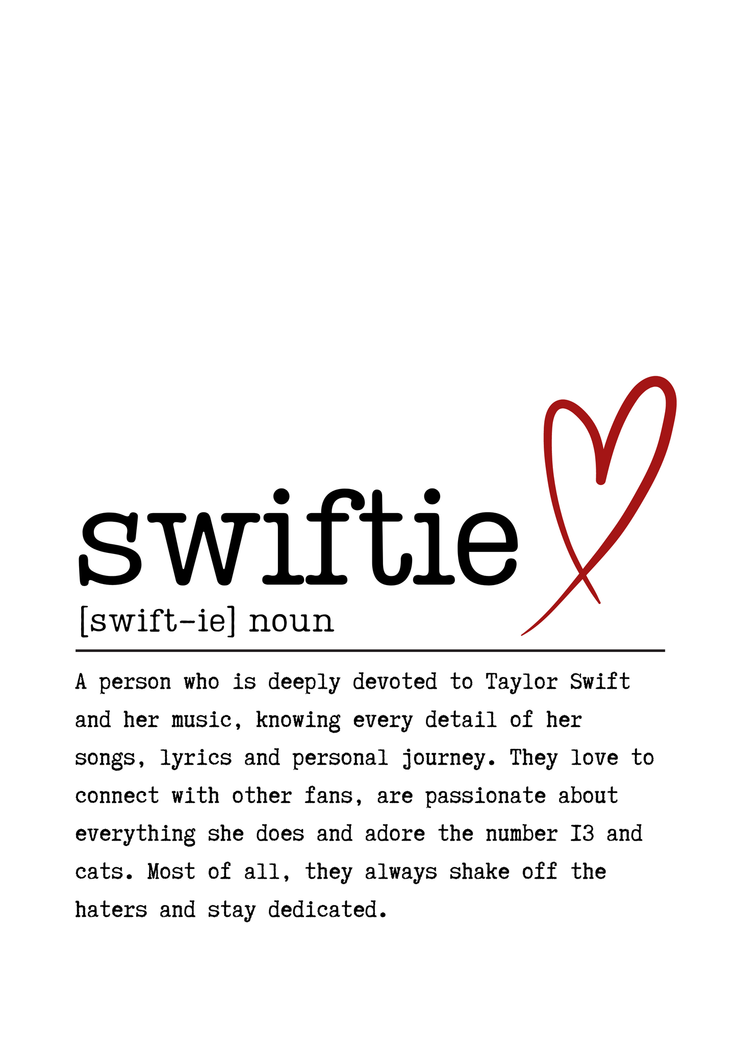 Swiftie (Taylor Swift Fan) Definition Print - Personalised